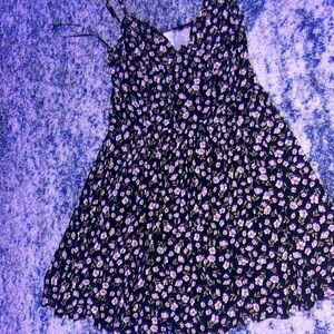 Black and pink flower dress